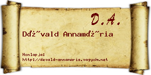 Dévald Annamária névjegykártya
