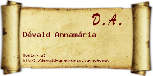 Dévald Annamária névjegykártya